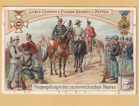 Vojenské litografie 1885 reklama 6 ks