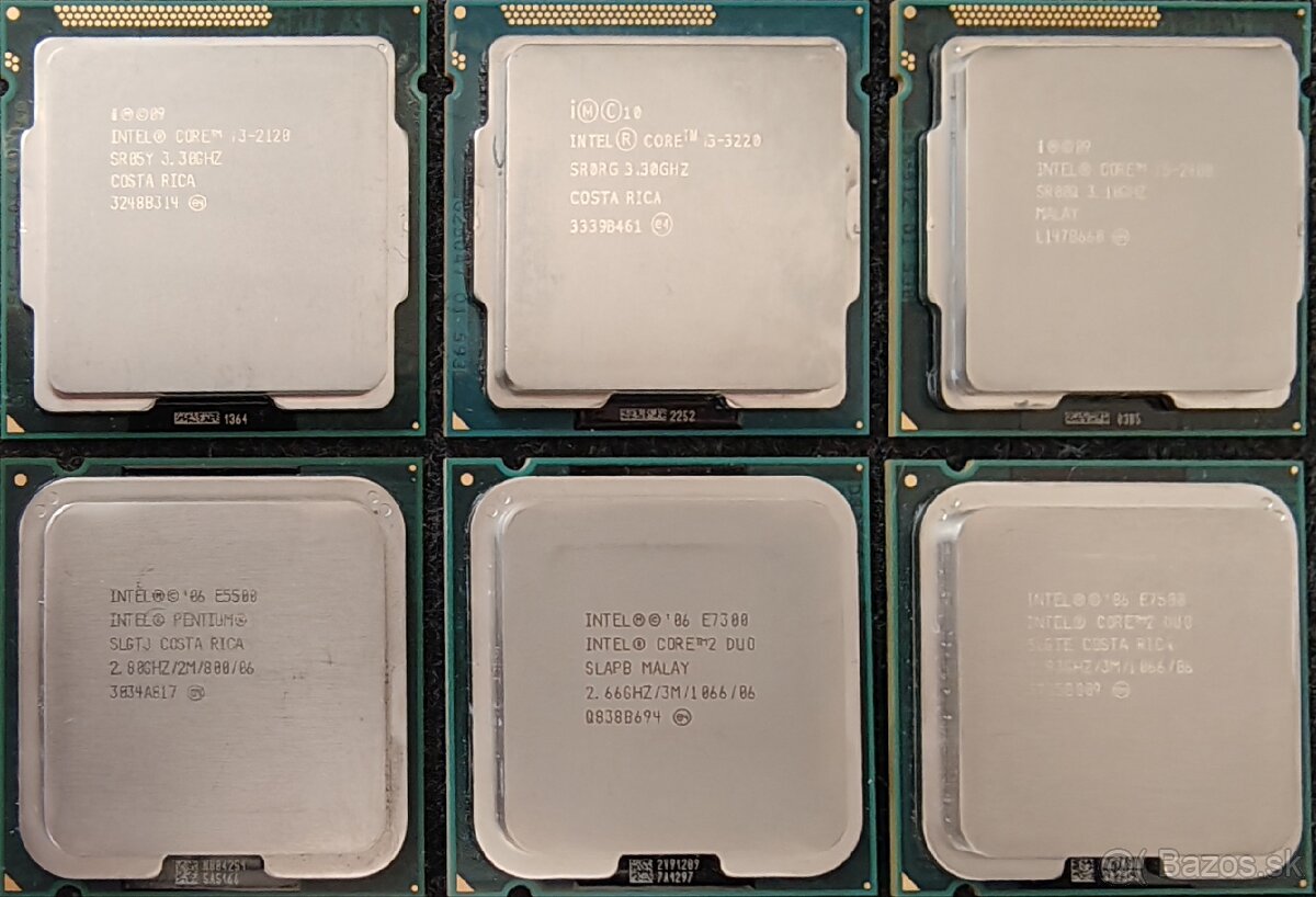 Rôzne CPU Intel Core i5, i3, Core 2 Duo, Pentium