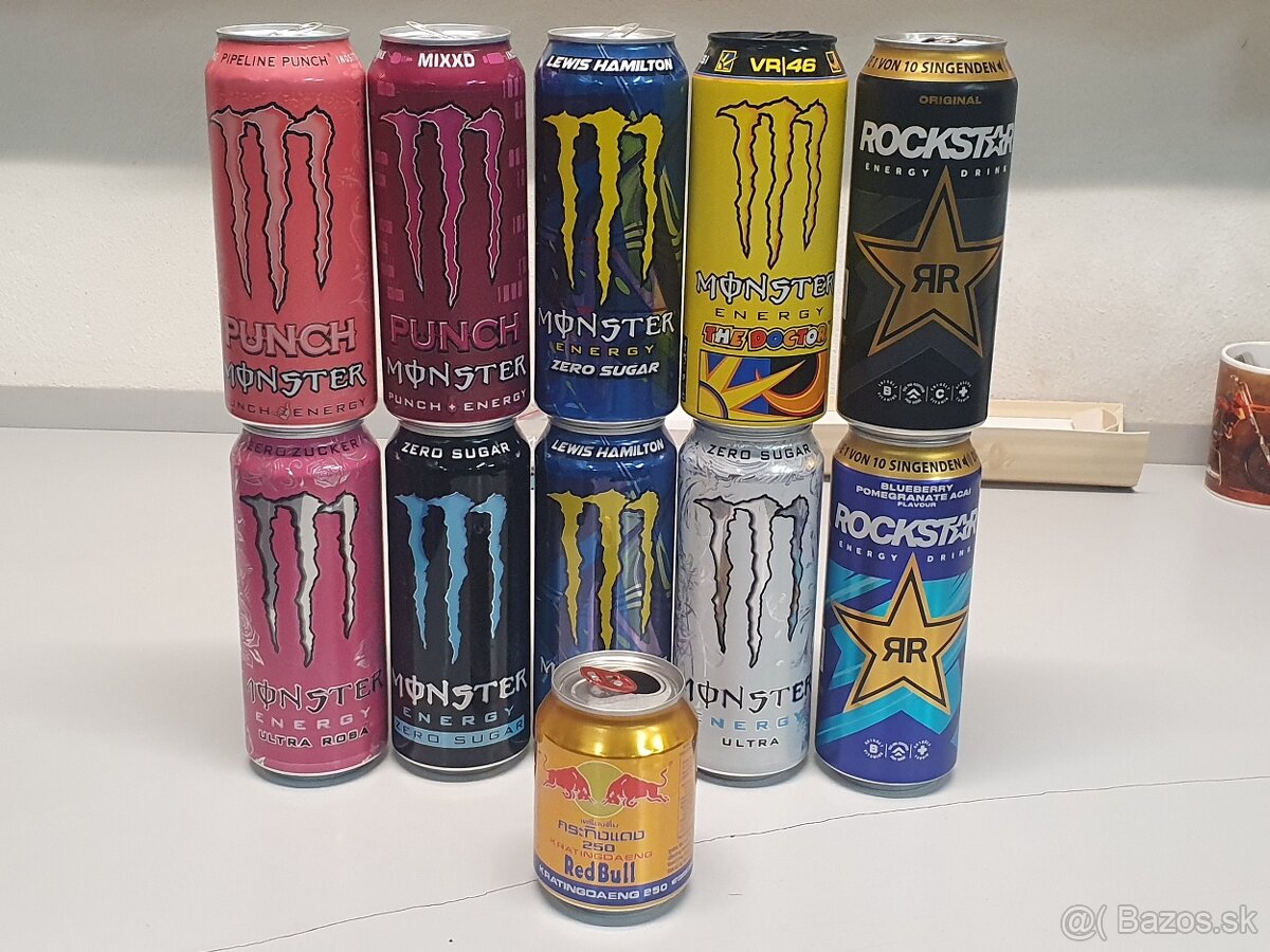Monster a Rockstar plechovky