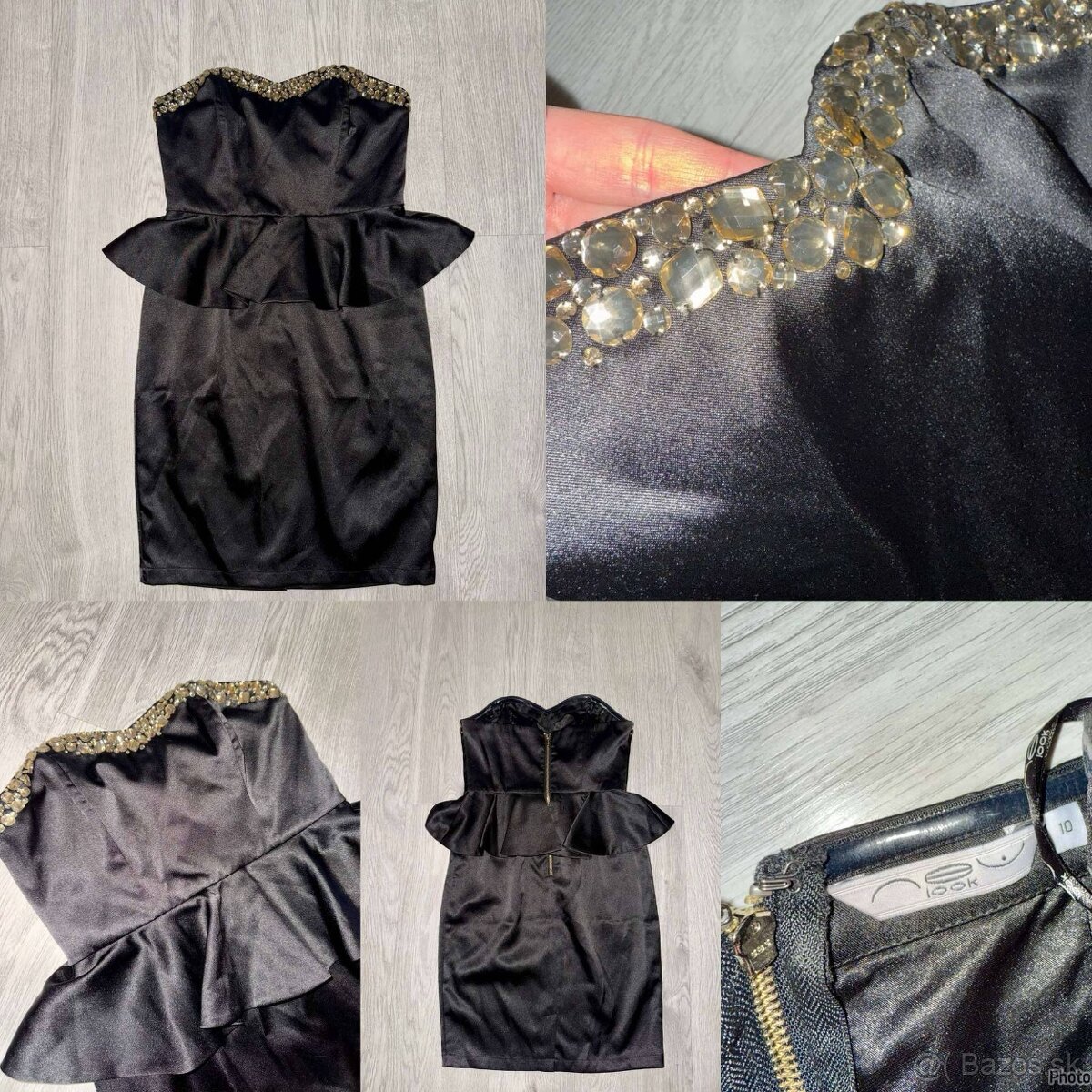 new look london black crystals damske spolocenske saty