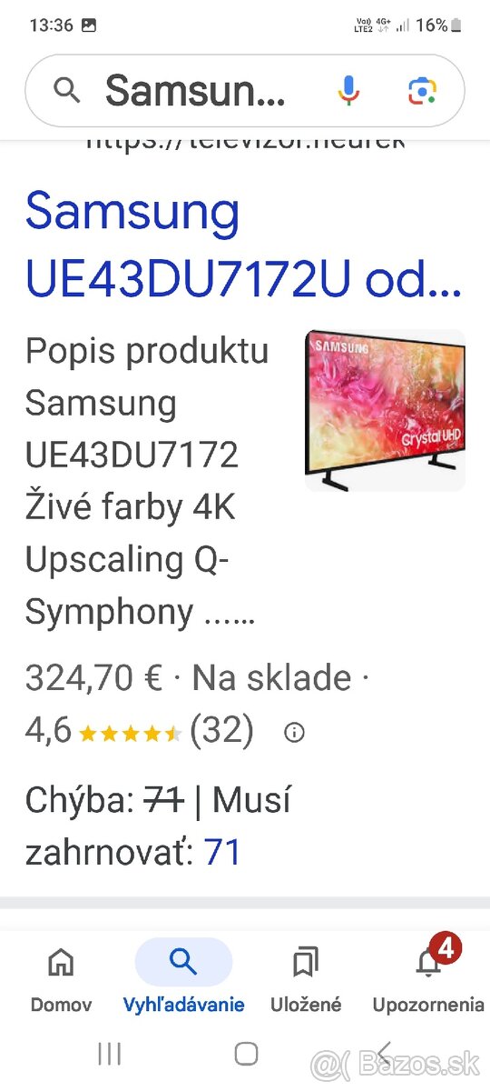 Predám tv samsung 43