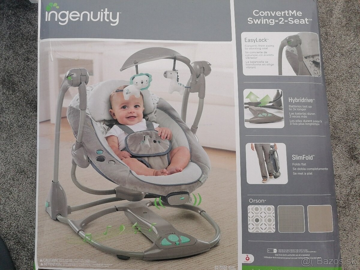 Ingenuity vibračné hojkdajúce lehátko kresielko s melódiou.