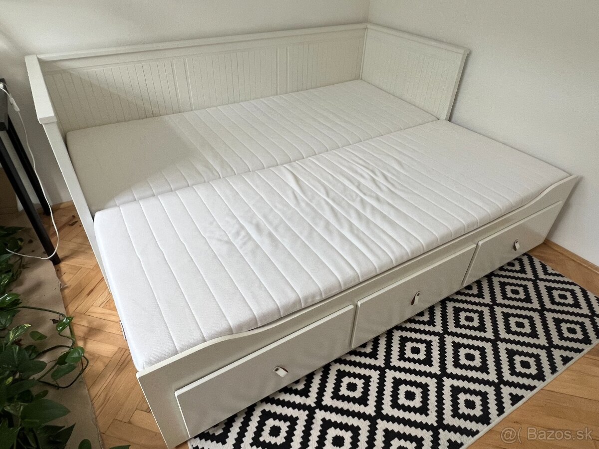 HEMNES posteľ s 3 zásuvkami, biela, 80x200 cm