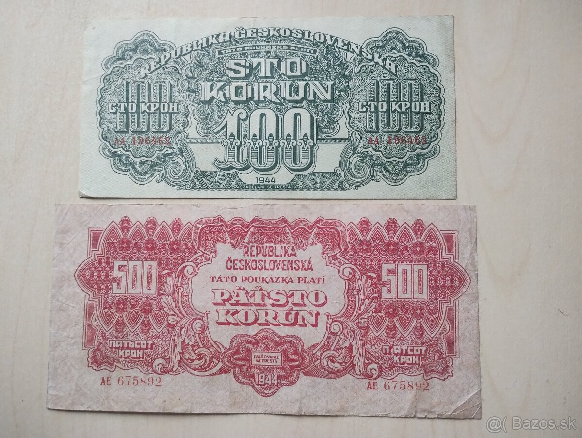 predám staré bankovky poukážky 1944