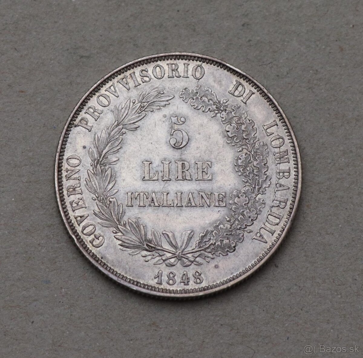 Strieborná 5 Lira 1848 - Revolučná M