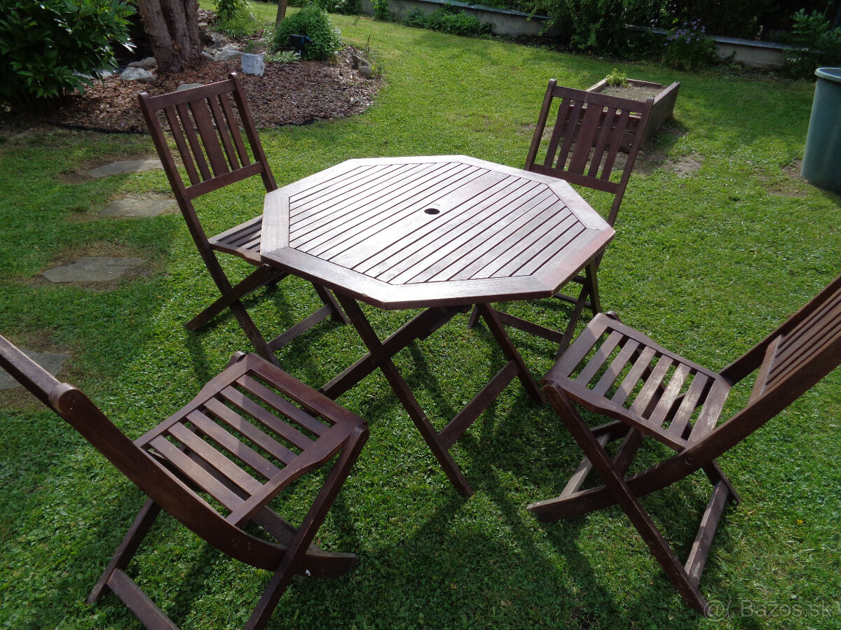 Záhradná súprava 4x stolička +stôl teak