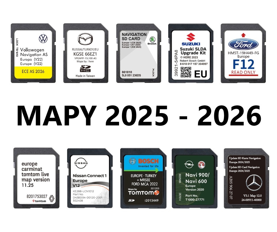 MAPY DO AUTA - NAVIAGÁCIA 2025 - 2026 EURÓPA MAPY