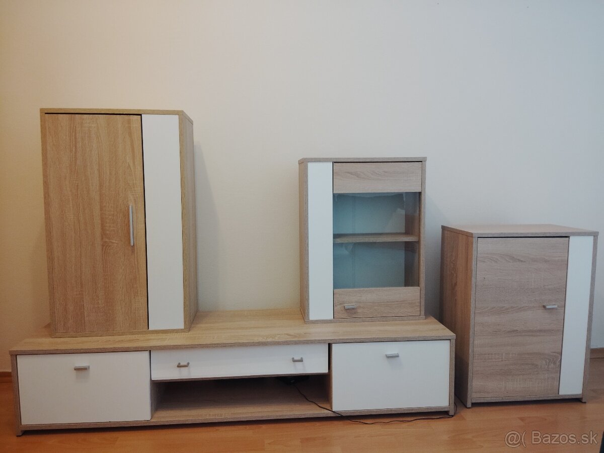 Obývacia stena  biela/dub artisan