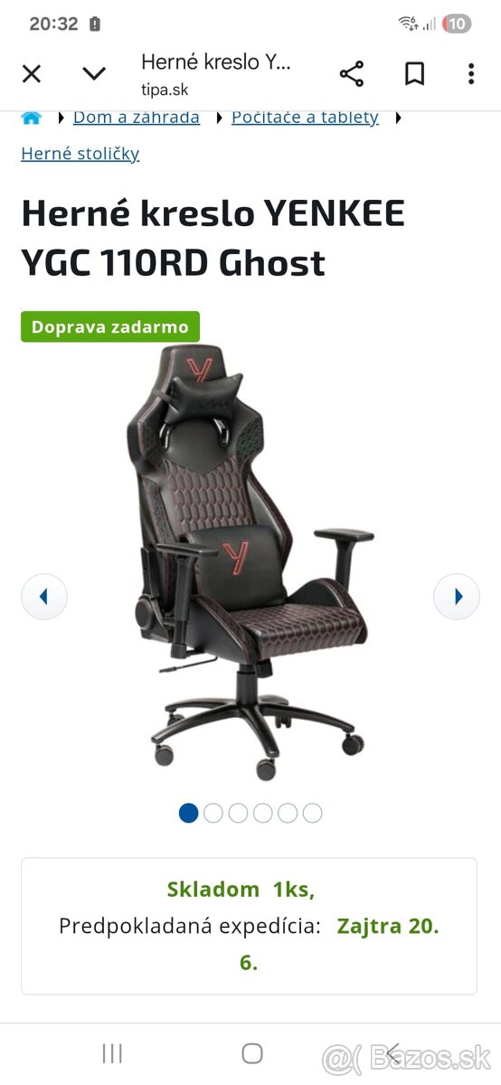 Nová herná stolička yenkee
