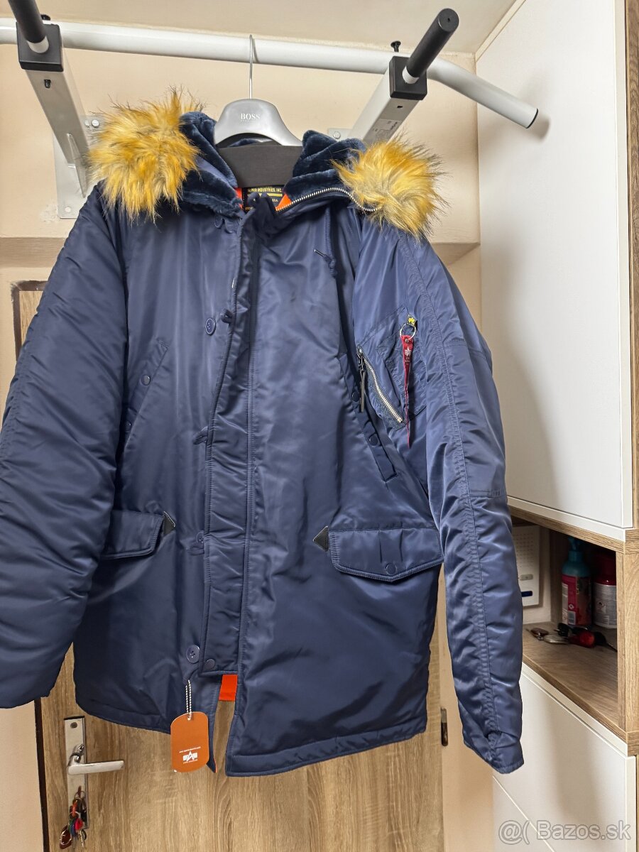 Alpha Industries Parka zimna bunda tmavomodrá