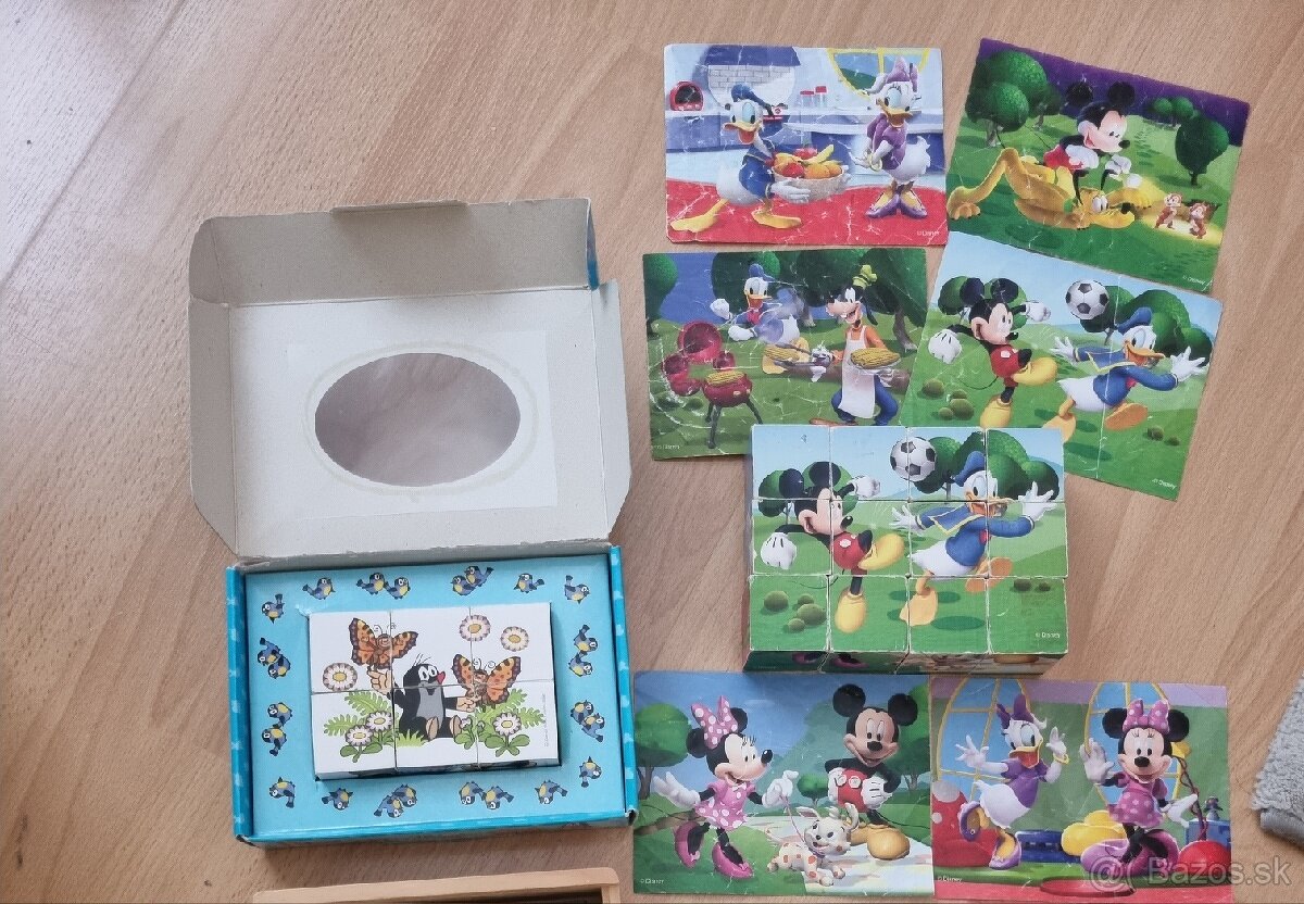 Drevene kocky 3 ks, Krtko 2x, Mickey & Donald