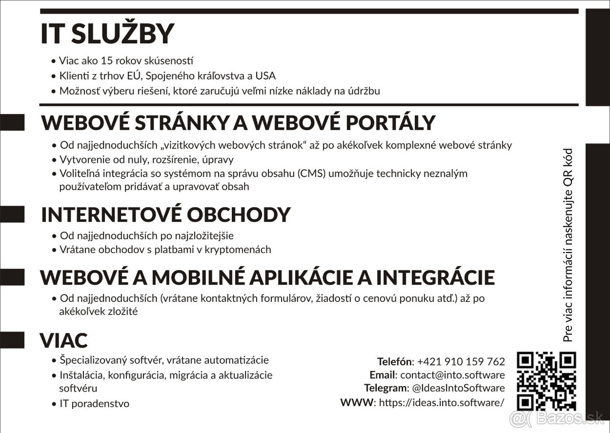 Webové stránky, portály, obchody, aplikácie, integrácie