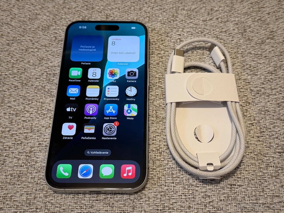 Apple Iphone 16 Biely 128Gb - Pekný stav, v záruke