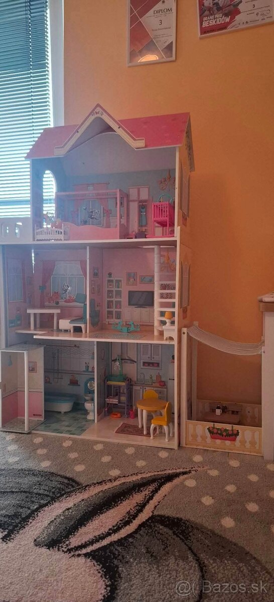 Barbie domček + bábiky 20ks +mega výbava