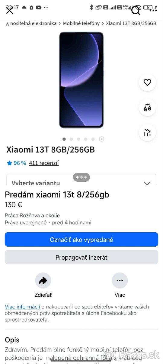 Xiaomi 13t 8 /256 + gumené puzdro
