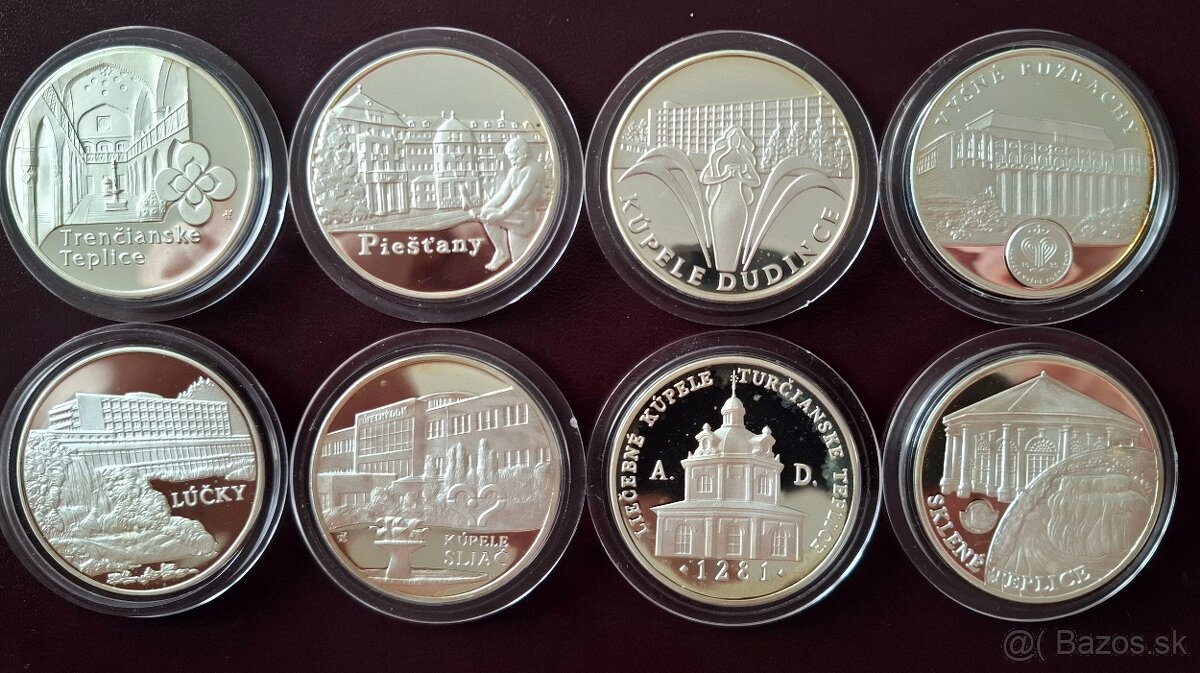 Slovenské kúpele strieborné medaile v proof prevedení.