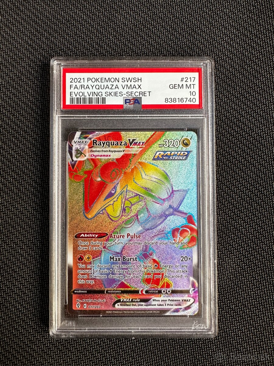 Evolving Skies graded pokemon card slab Rayquaza vmax 217 ps