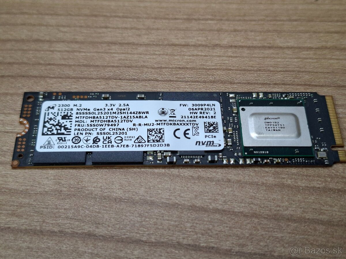 512GB SSD M.2 NVMe, znacka Micron