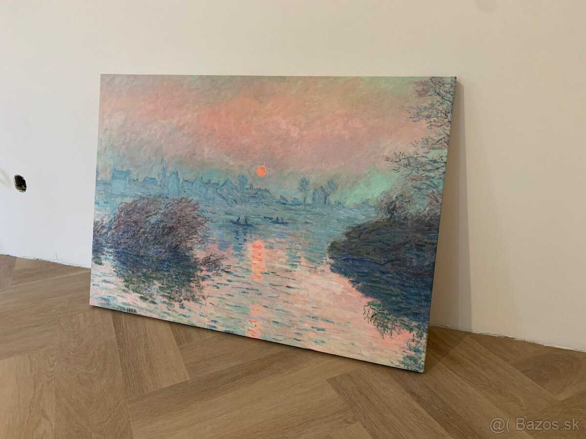 Obraz na plátne 100x70cm - Monet: Západ slnka na Seine