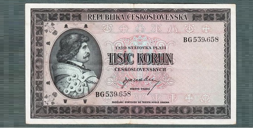 Staré bankovky 1000 kčs 1945 pěkný stav