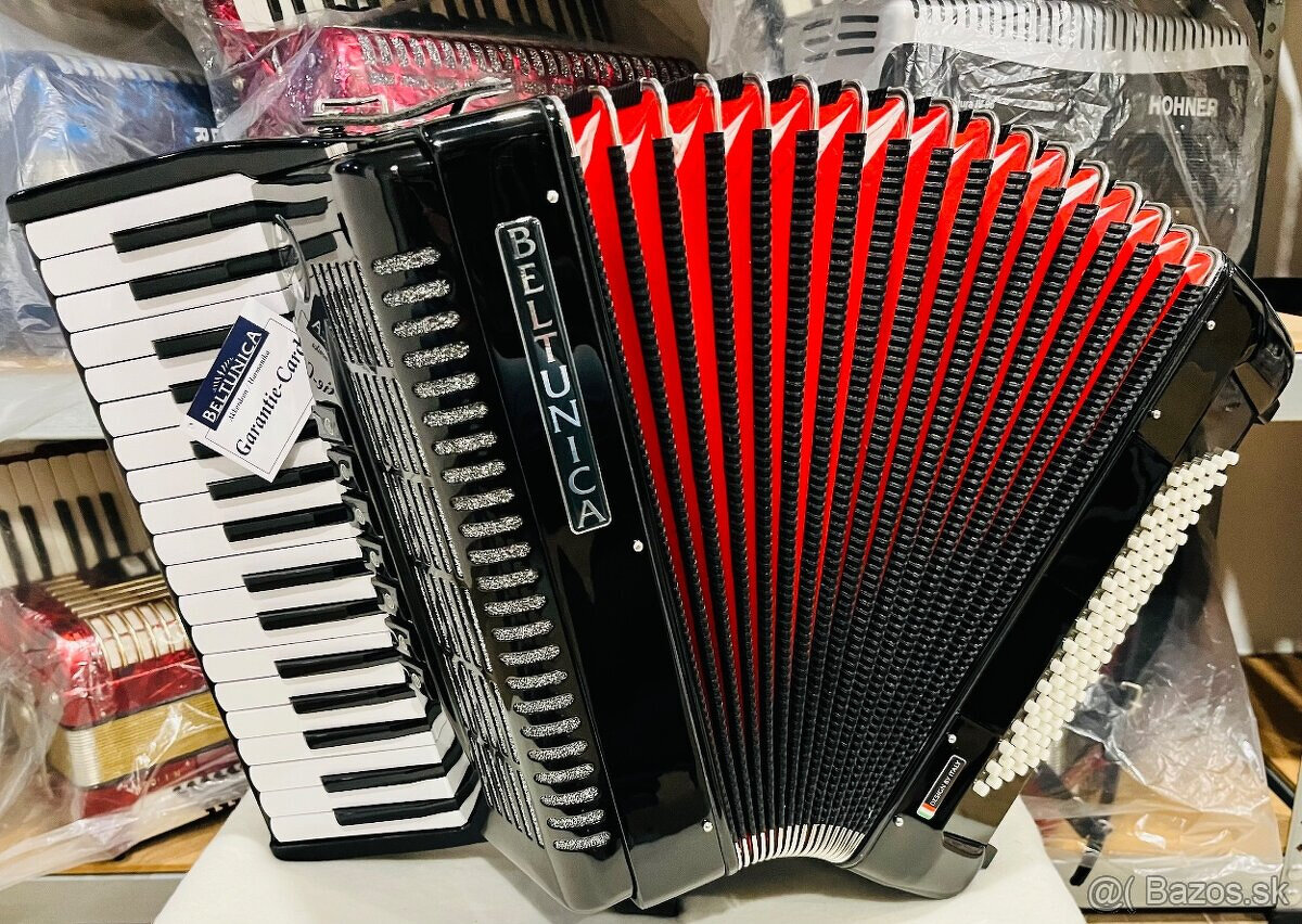 Nový akordeón Beltunica Vivaldi- DE LUXE 96 basový- krásny z
