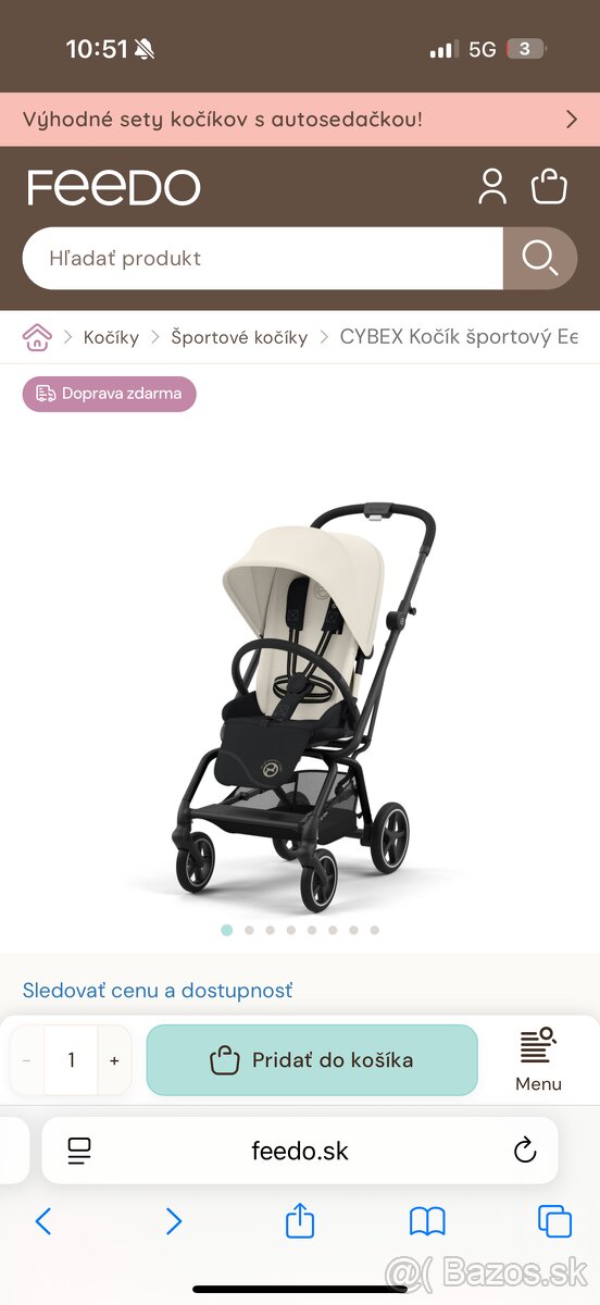 CYBEX Kočík športový Eezy S Twist+ 2 BLK Canvas White Gold