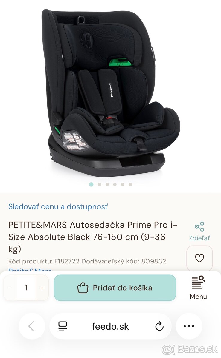 PETITE&MARS Autosedačka Prime Pro i-Size Absolute Black 76-1