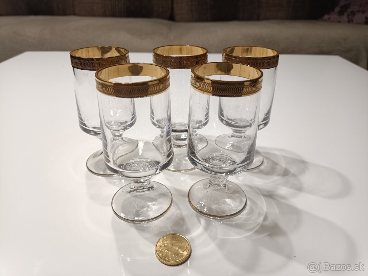 Pozlátené poháre - sada 5ks