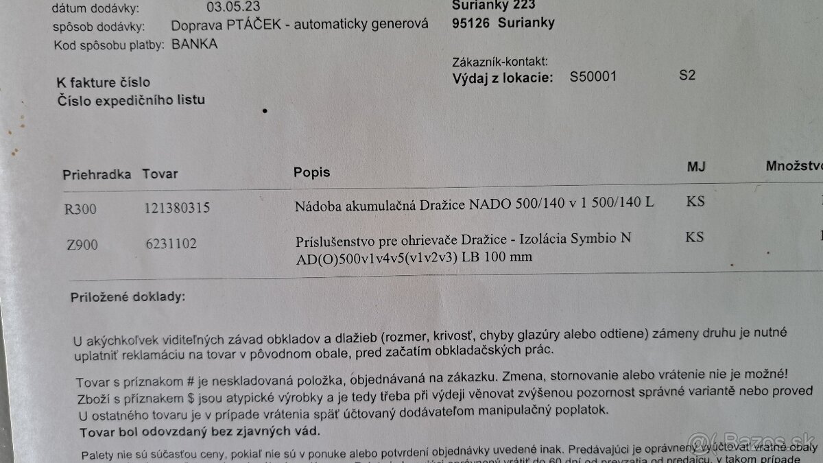 NADO 500/140 v1 Akumulačná nádrž vrátane izolácie