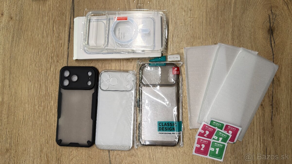 Predam 4 kryty (obaly) a 3x sklo pre iphone 17 pro max