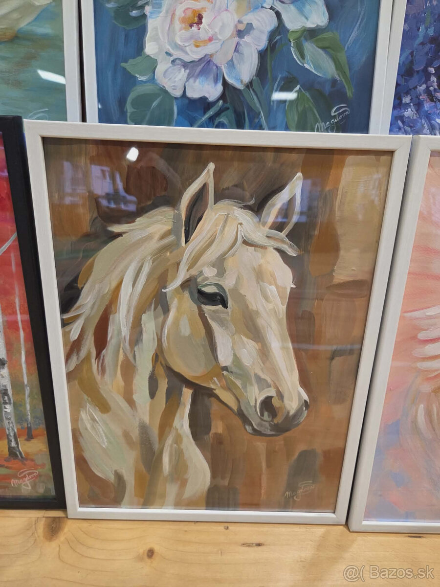 Akryl na akvarelovom papieri, ramik 30x40cm, motív : Kôň