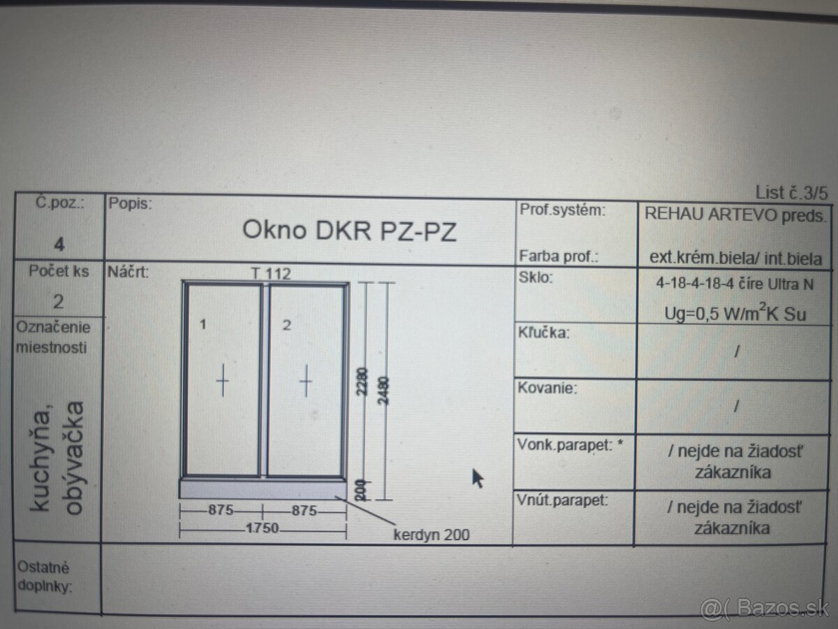 Predam kompozitne okno Rehau 1800x2280