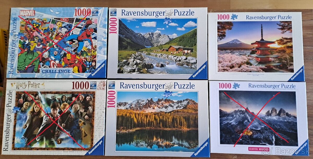 Puzzle - rozne druhy (1000 dielikov)