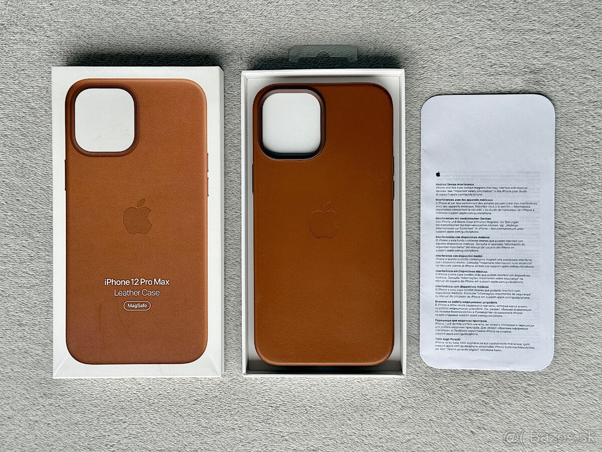 Originál Apple iPhone 12 Pro Max kožený kryt - hnedý