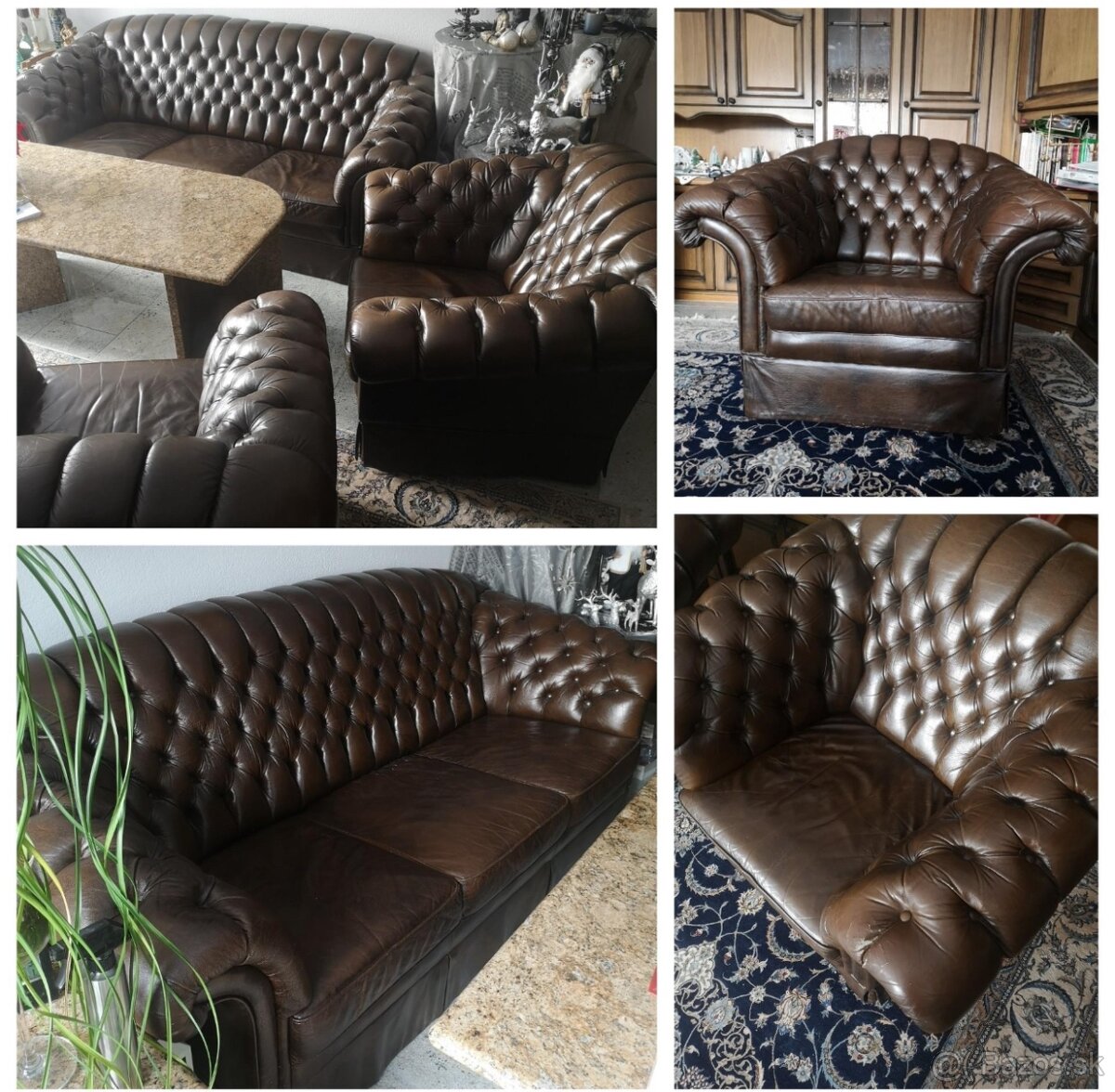 Chesterfield kožená sedacia súprava – Vintage štýl