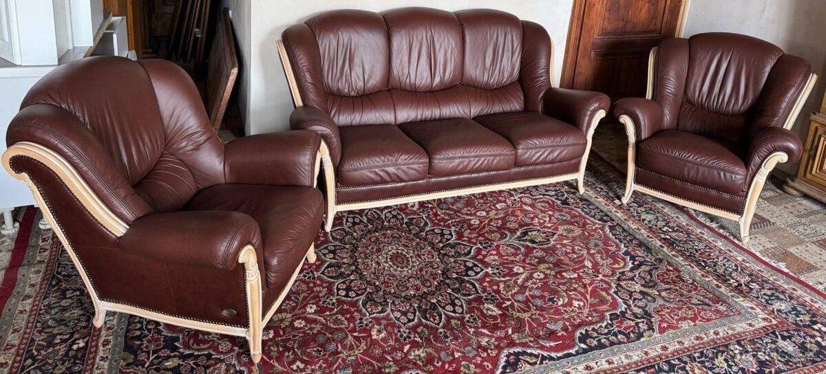 Luxusní italská kožená sedací souprava 3+1+1, 4334