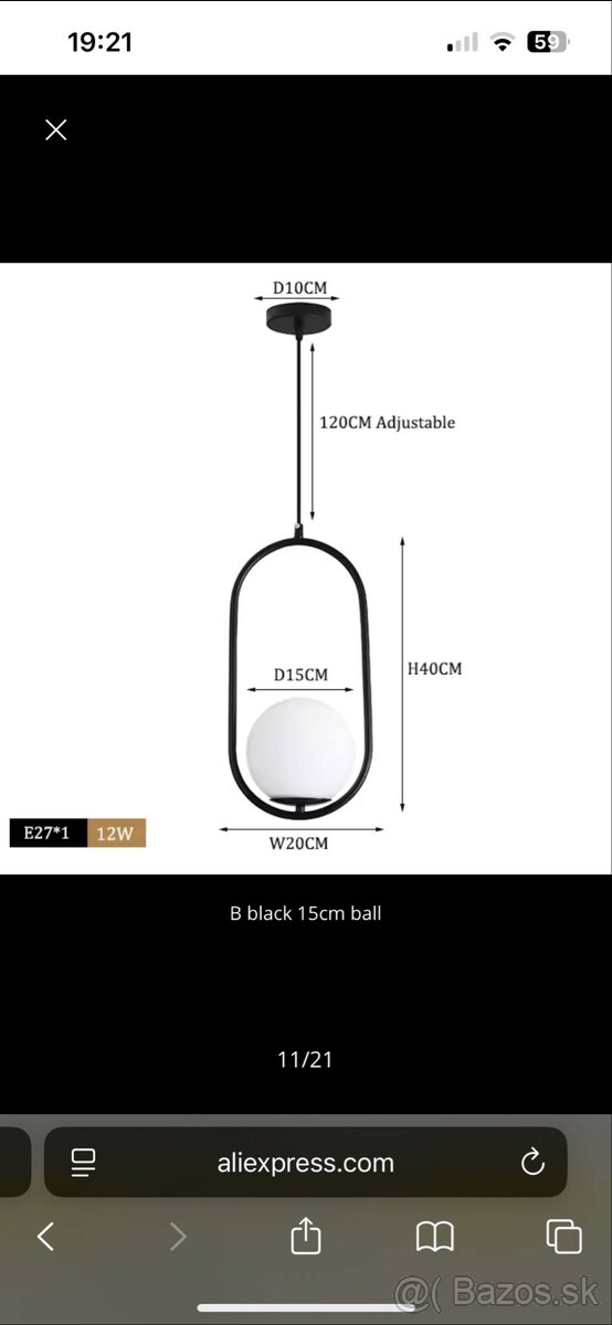 Nordic lighting black - závesné svietidlo