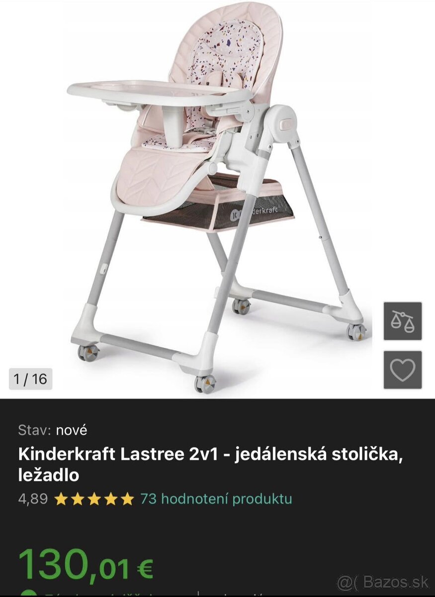 Kinderkraft Lastree 2v1 jedálenská stolička