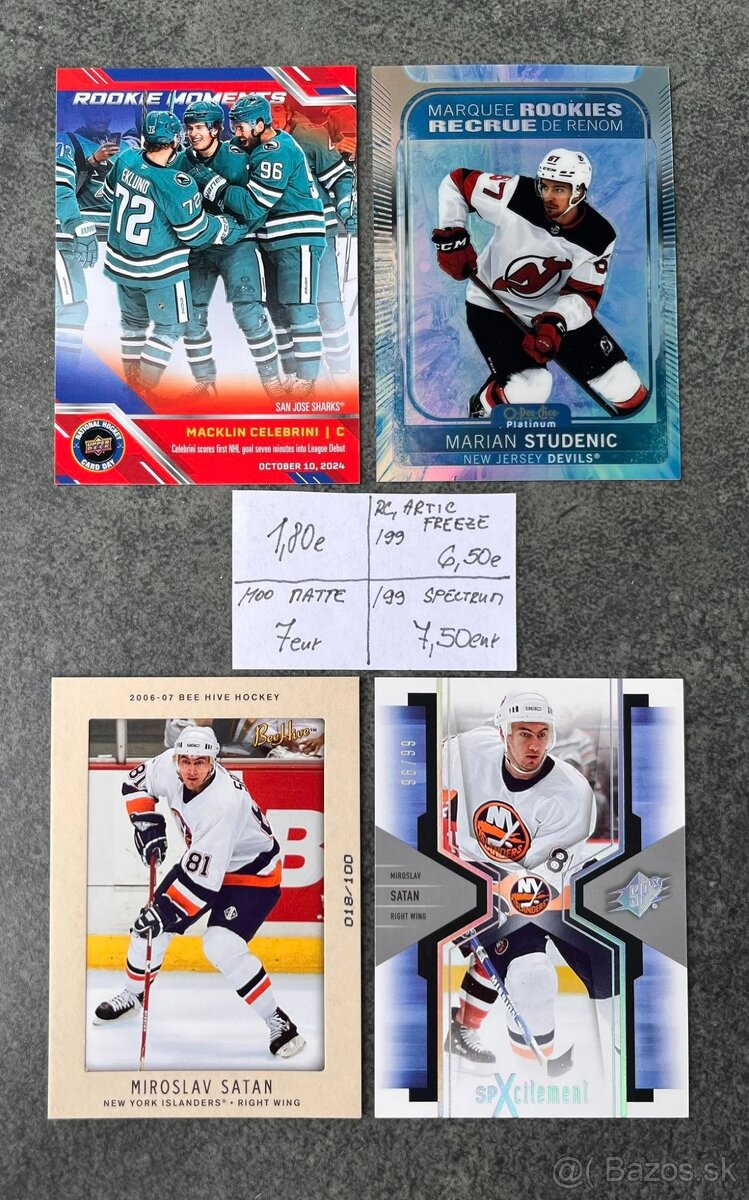 Hokejové kartičky - ŠATAN + MIX KARIET NHL na predaj.