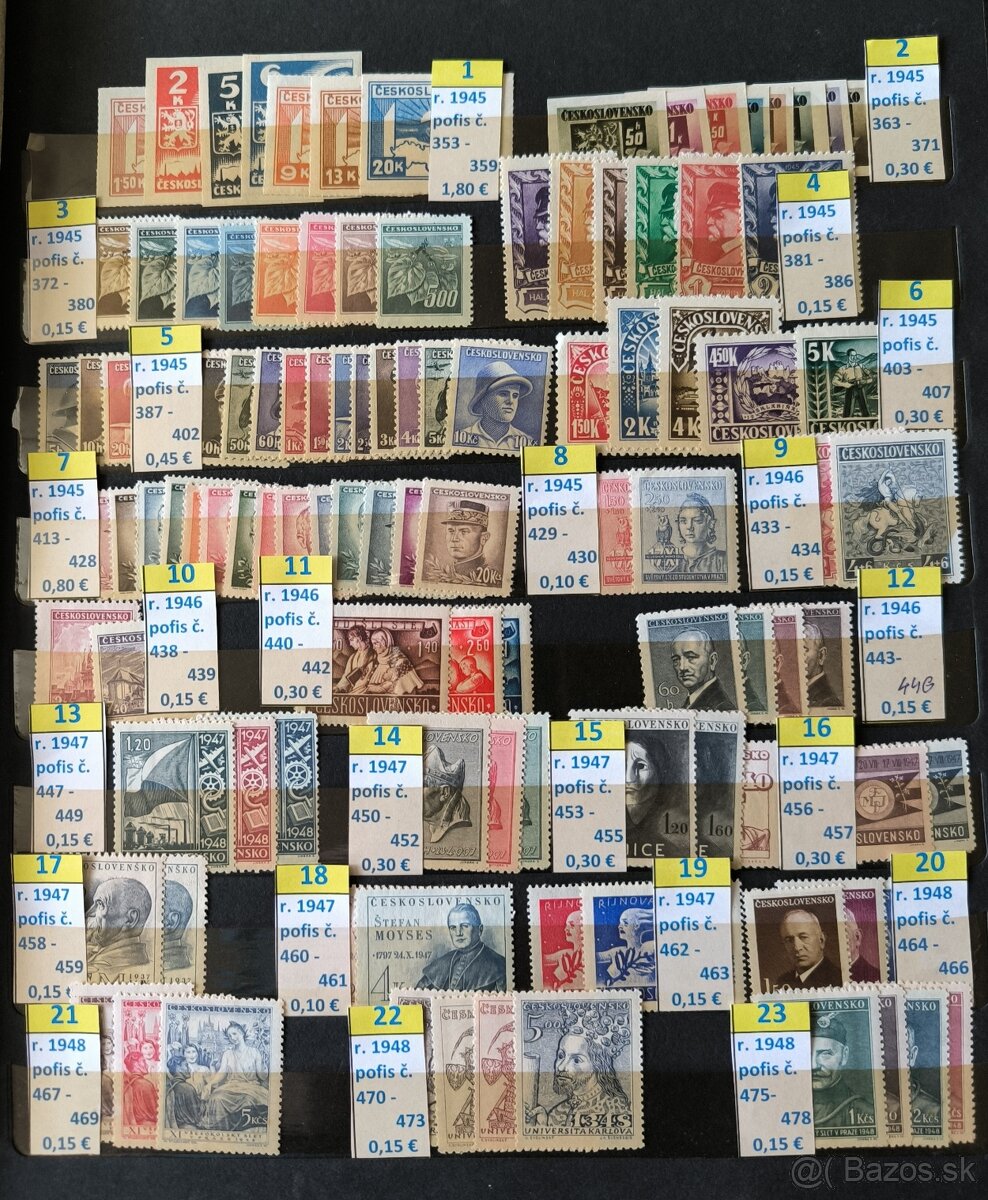 Poštové znánky Československo - série čisté / 1