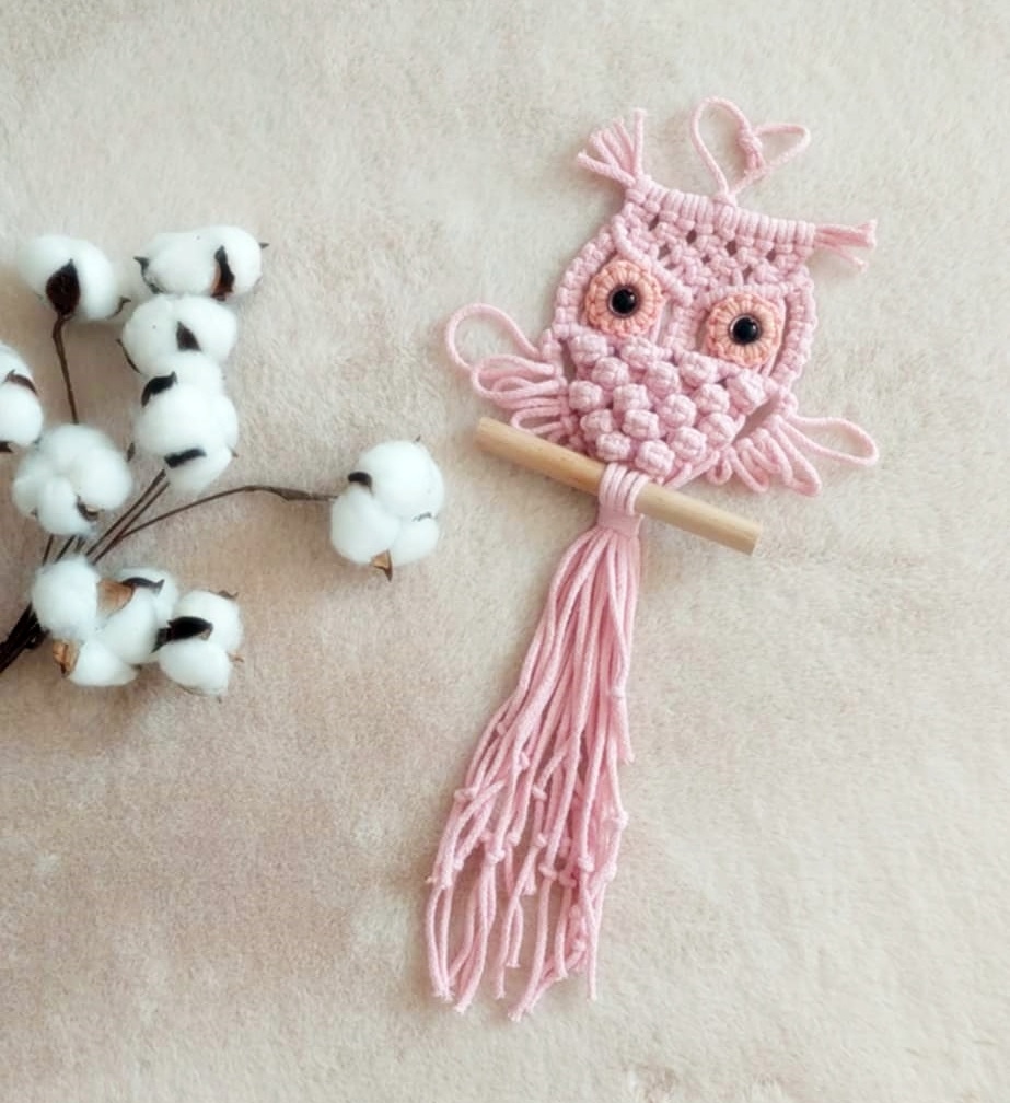 macrame sova ružová