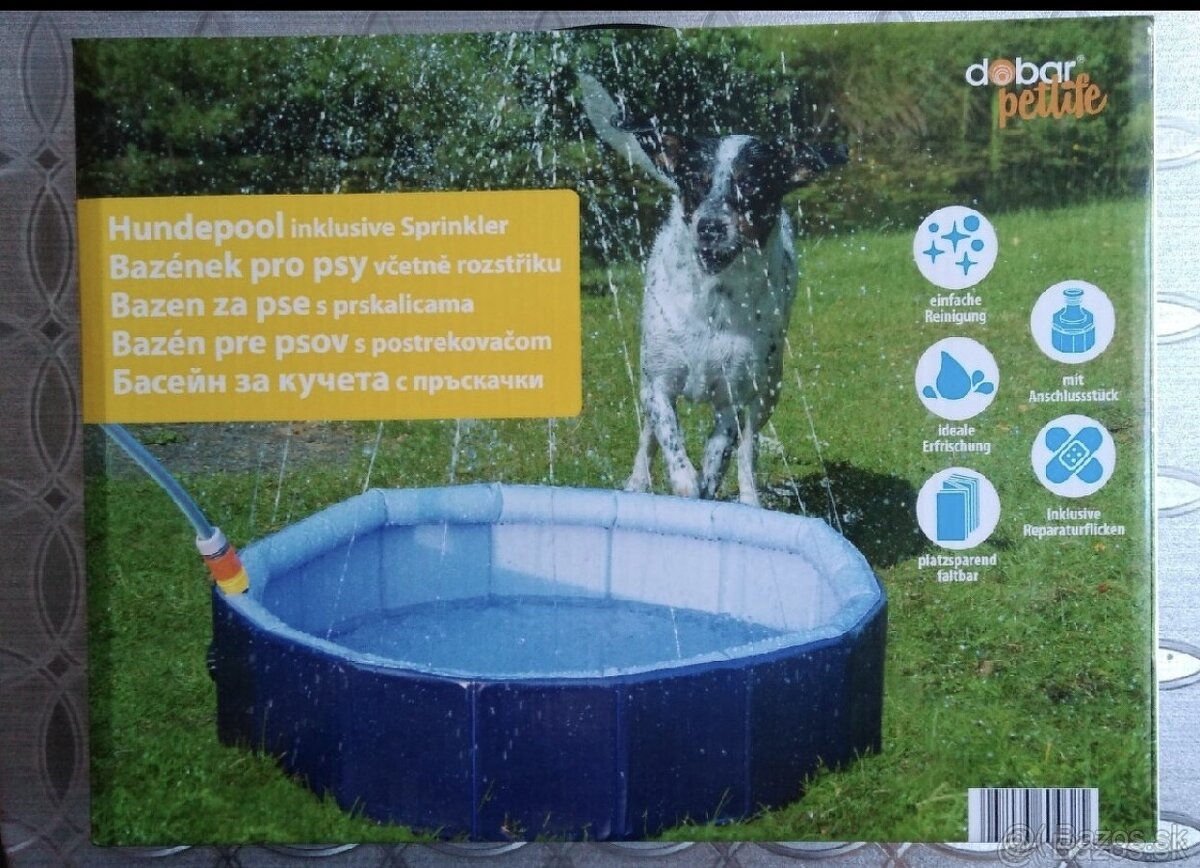Nový bazén pre psa so sprchou.