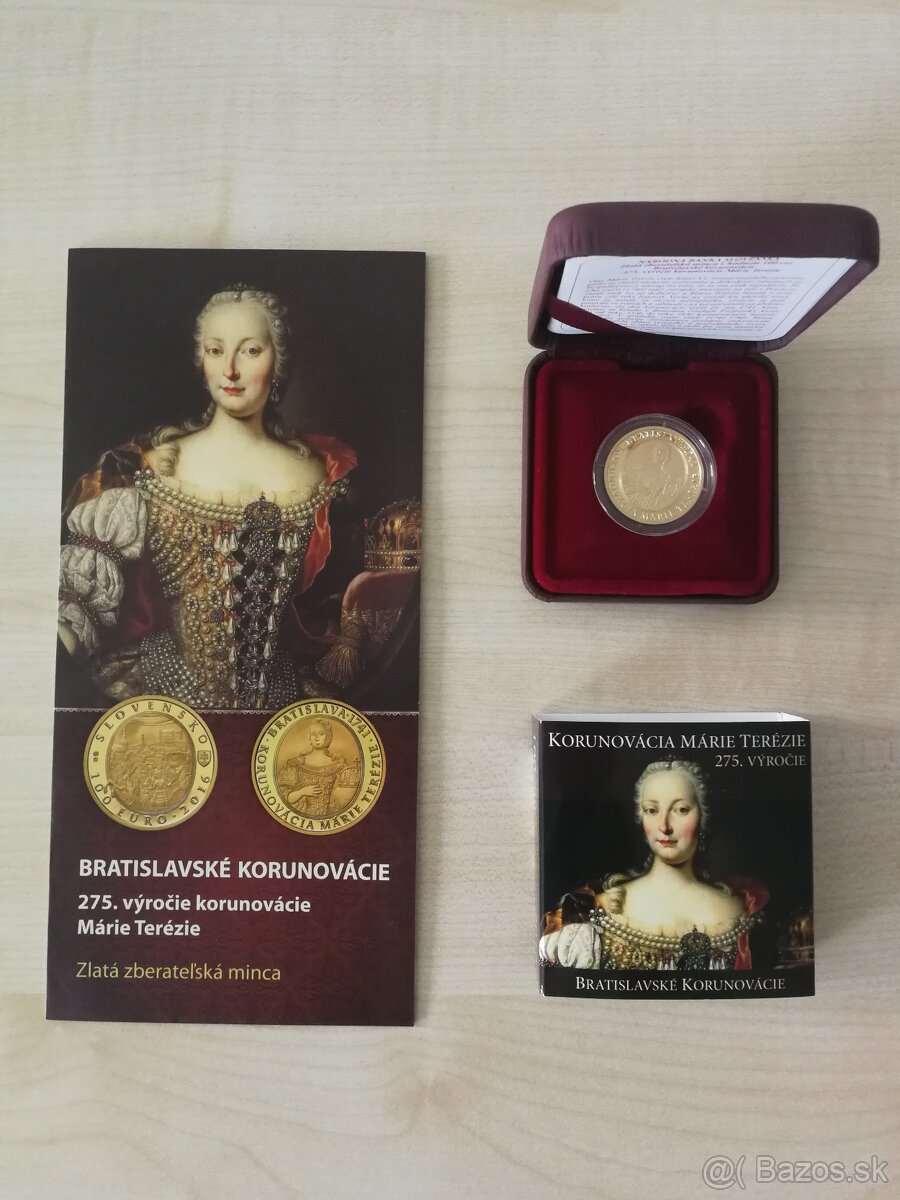 Predám zlatú mincu 275. výročie korunovácie Márie Terézie
