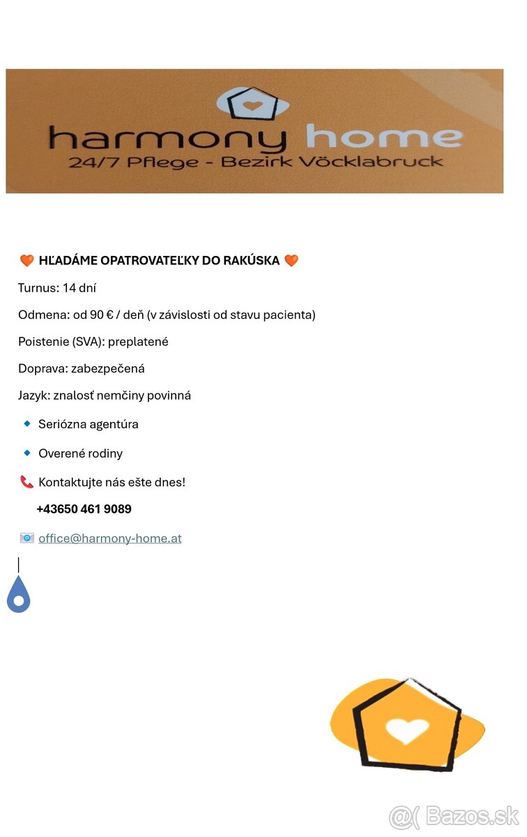 Hľadám opatrovateľky 24/7