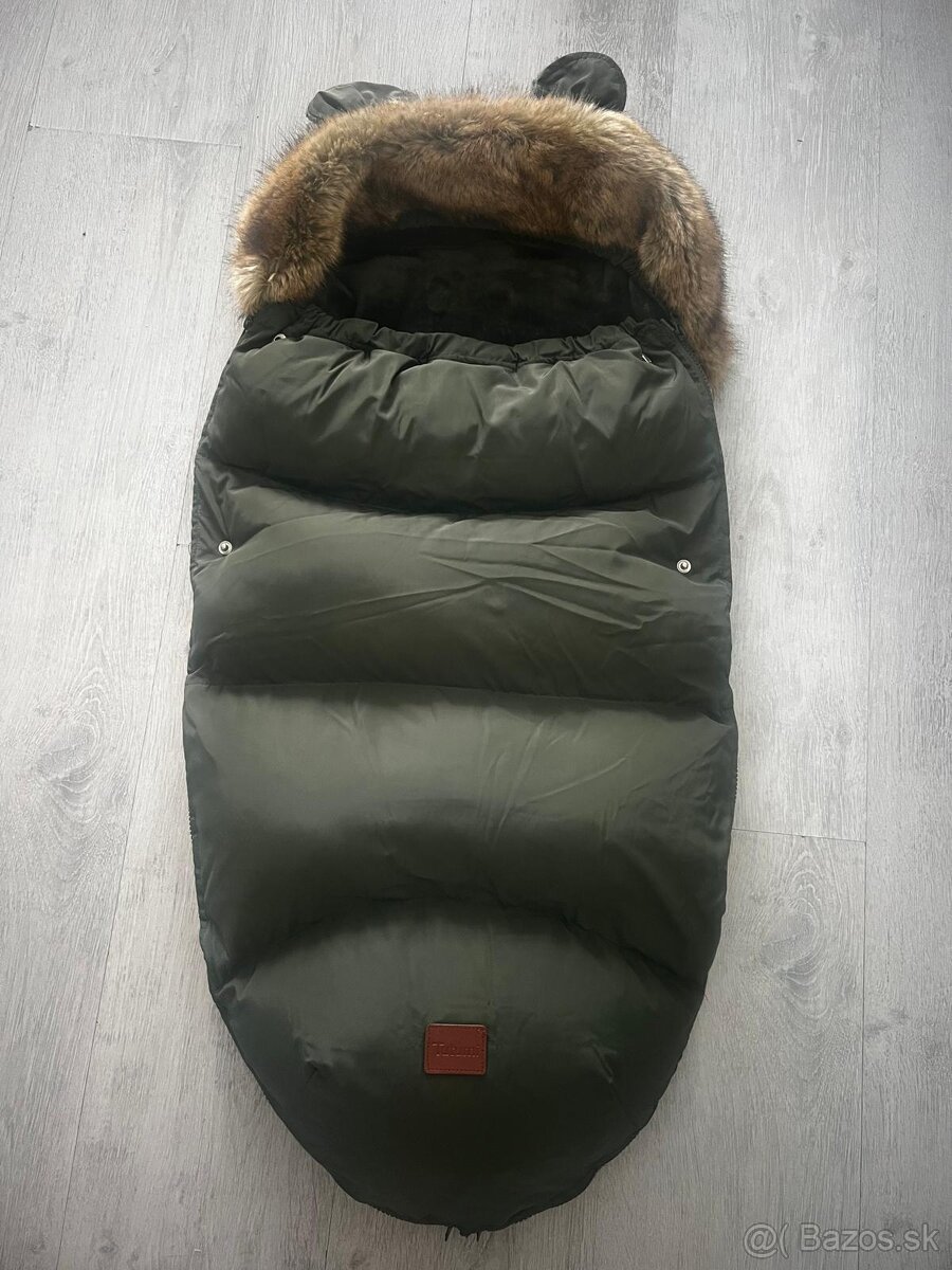 Detský fusak s kožušinou Teddy PRO tmavo zelený