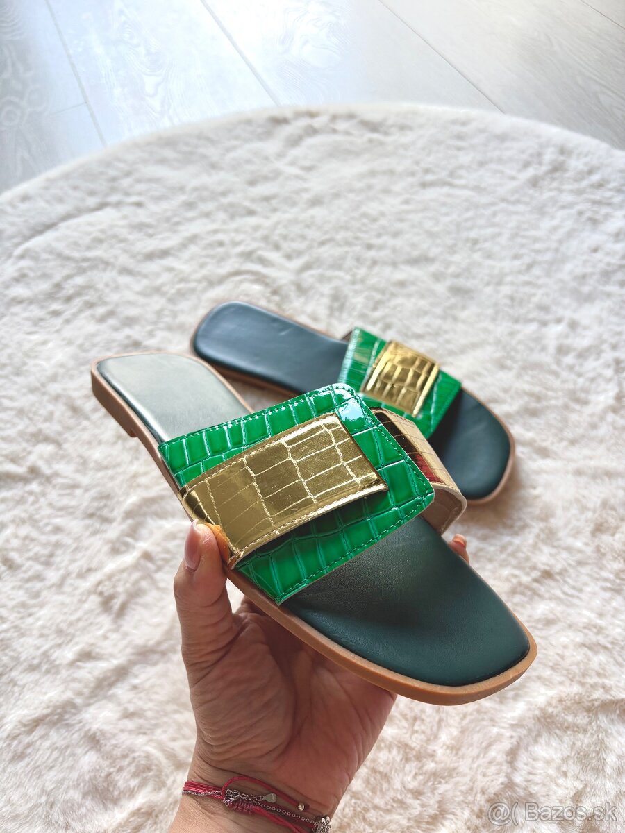 Šľapky Green/gold 39