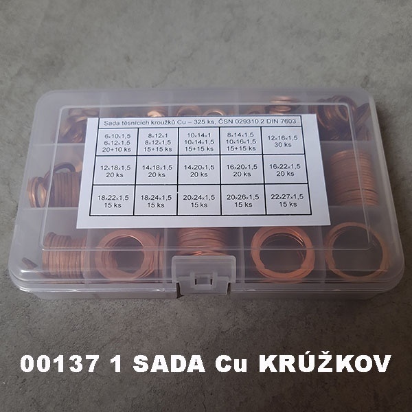 Sady medených, hliníkových a fibrových krúžkov