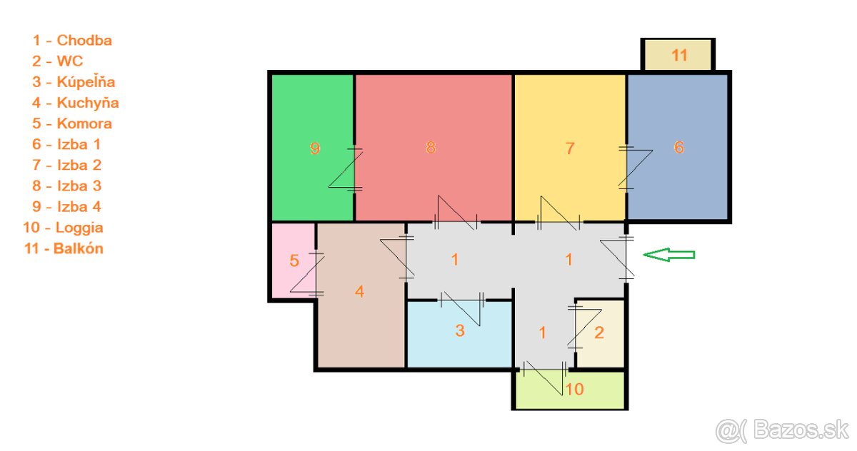 Prenájom 4-izbový byt, aj po izbách.