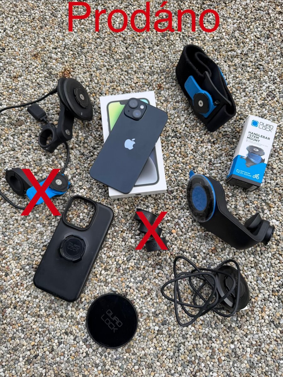 IPhone 14 + Quad lock- baterie 100%