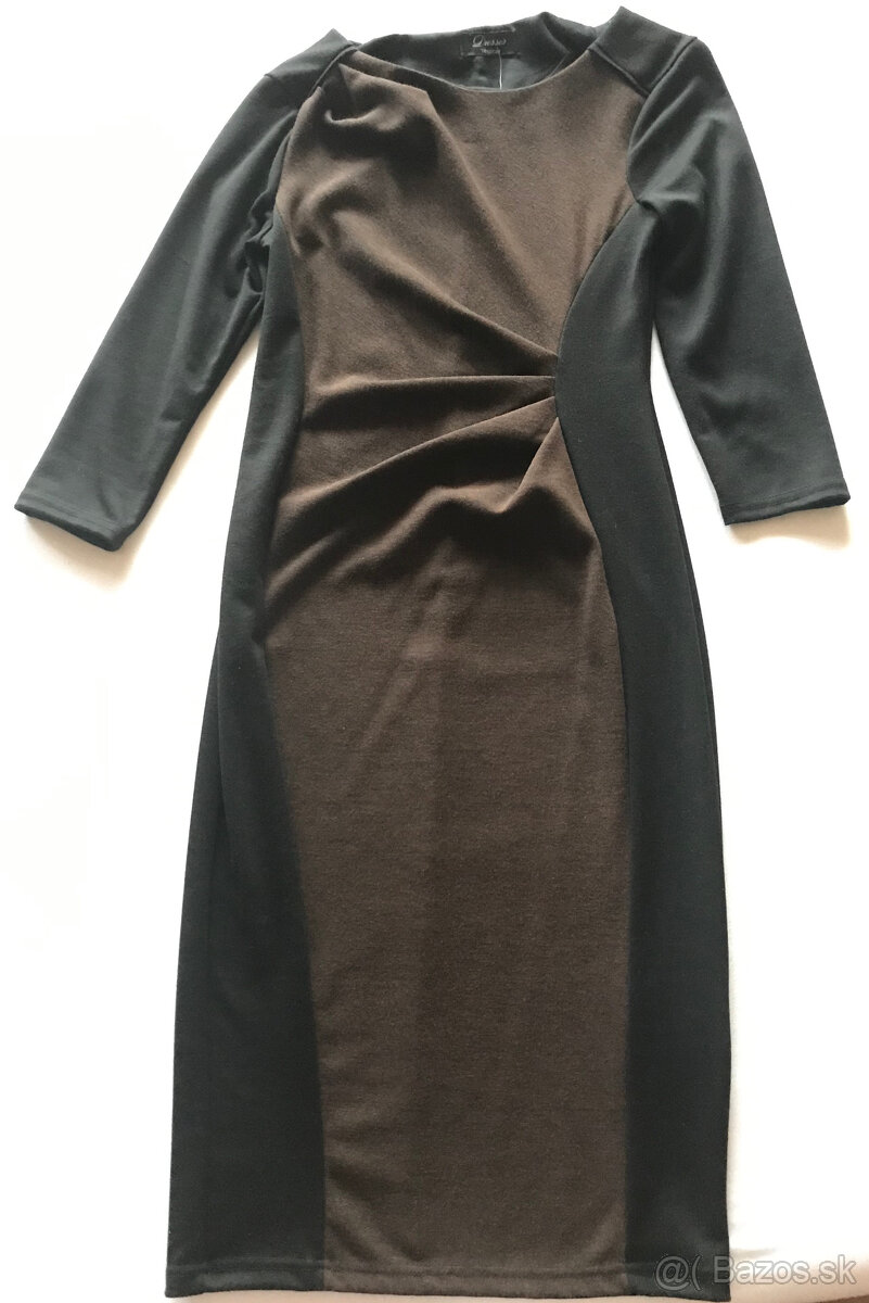 Dámske čiernohnedé šaty, veľkosť 34
